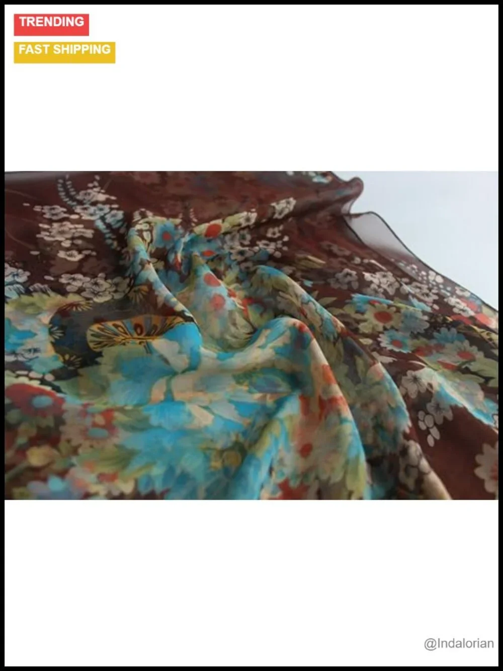 Lightweight Floral Pattern Sheer Fashion Scarf - 63